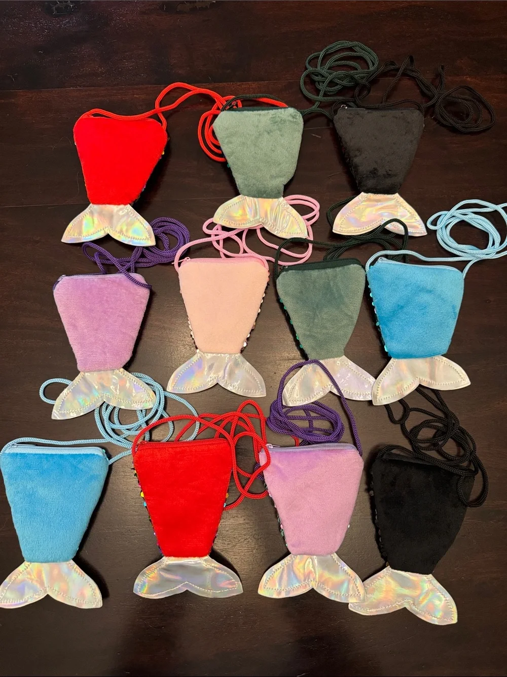 Sequin Mermaid Tail Crossbody Bag Party Favors for Kids - 11 Assorted Colors